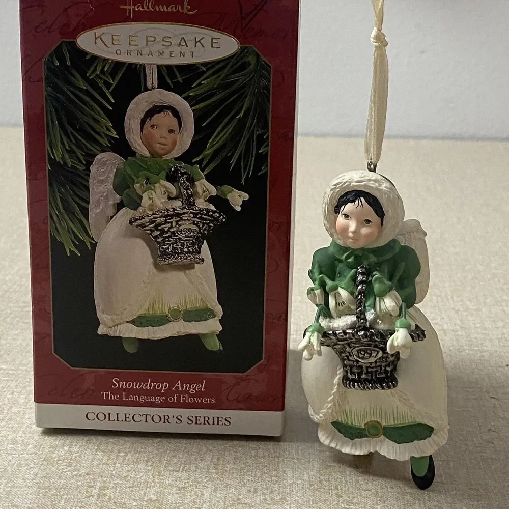 Hallmark Keepsake Ornament Snowdrop Angel Holding Basket The Language of Flowers